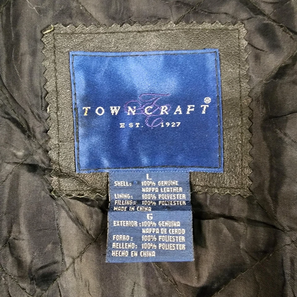 Chaqueta Towncraft Para Hombre Grande Cuero Negro Cinturón Doble Pecho Gabardina Foto 3 de 4
