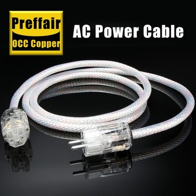 Audiophile OCC Silver Plated Wire HiFi AC Power Cable IEC US EU Schuko Connector