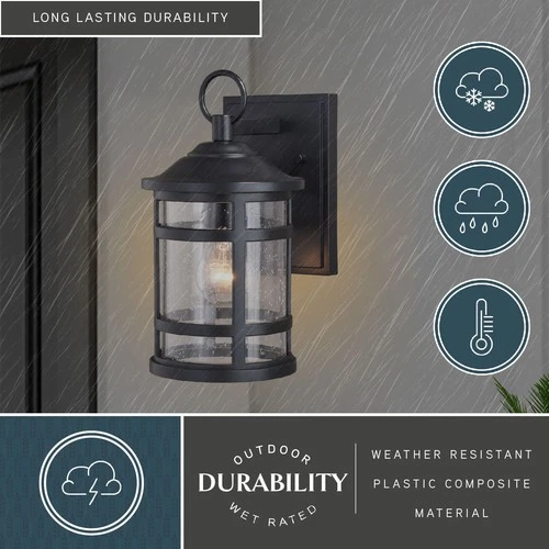 Vaxcel Lighting T0518 Southport 12" Tall Outdoor Wall Sconce - Black - Picture 5 of 6