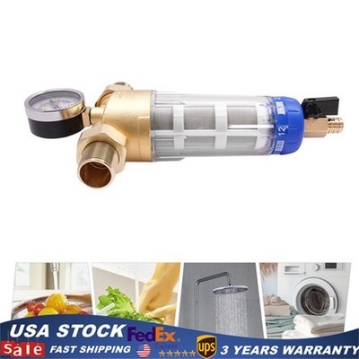 1/2 Home Reusable Sediment Water Filter Spin Down Mesh System Hot Water Filter