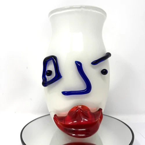 RARE VTG Murano Art Glass Picasso Face Vase Pitcher Studio