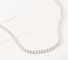 Diamonique Sterling Silver Platinum Clad 100-Facet Tennis Necklace, 16"