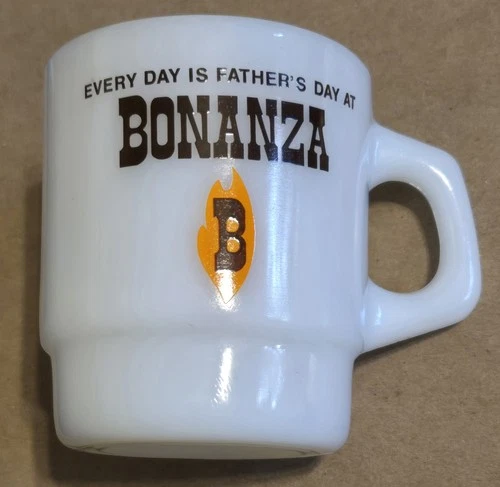 Nice Vtg Anchor Hocking Fire King Mug Bonanza Restaurant Father’s Day Cup