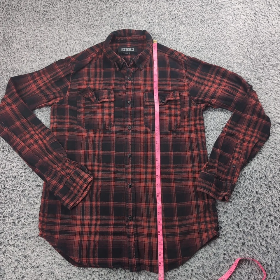 Ezekiel Shirt Men Small Red Black Flannel Button Up Long Sleeve Casual Skater - Image 4 of 4