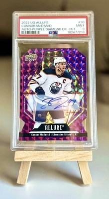 2022 UD Allure Connor McDavid Purple Diamond Die Cut Auto /10 PSA 9 Pop 2