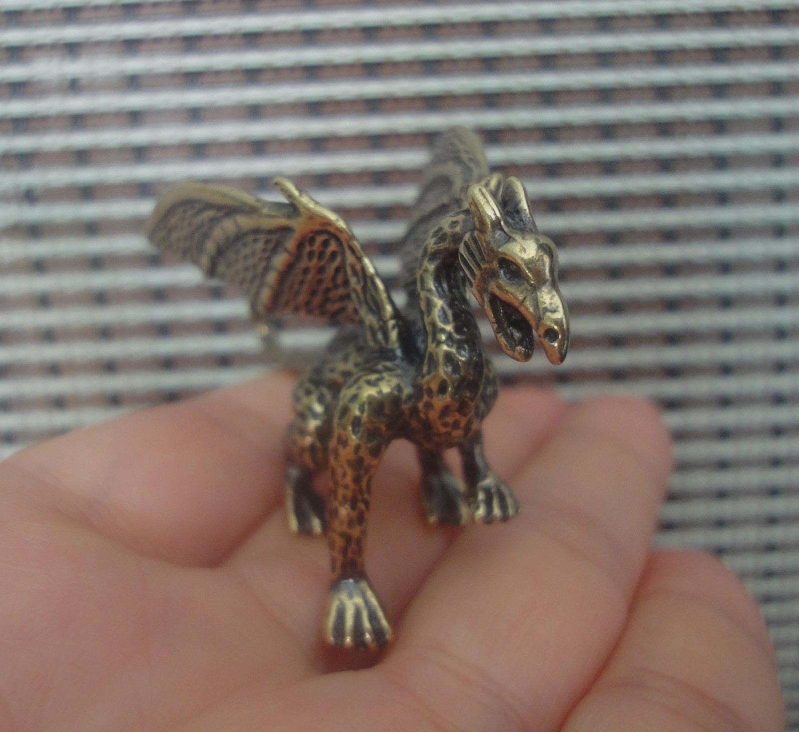 Vintage Style Solid Brass Flying Dragon Statue Sculpture