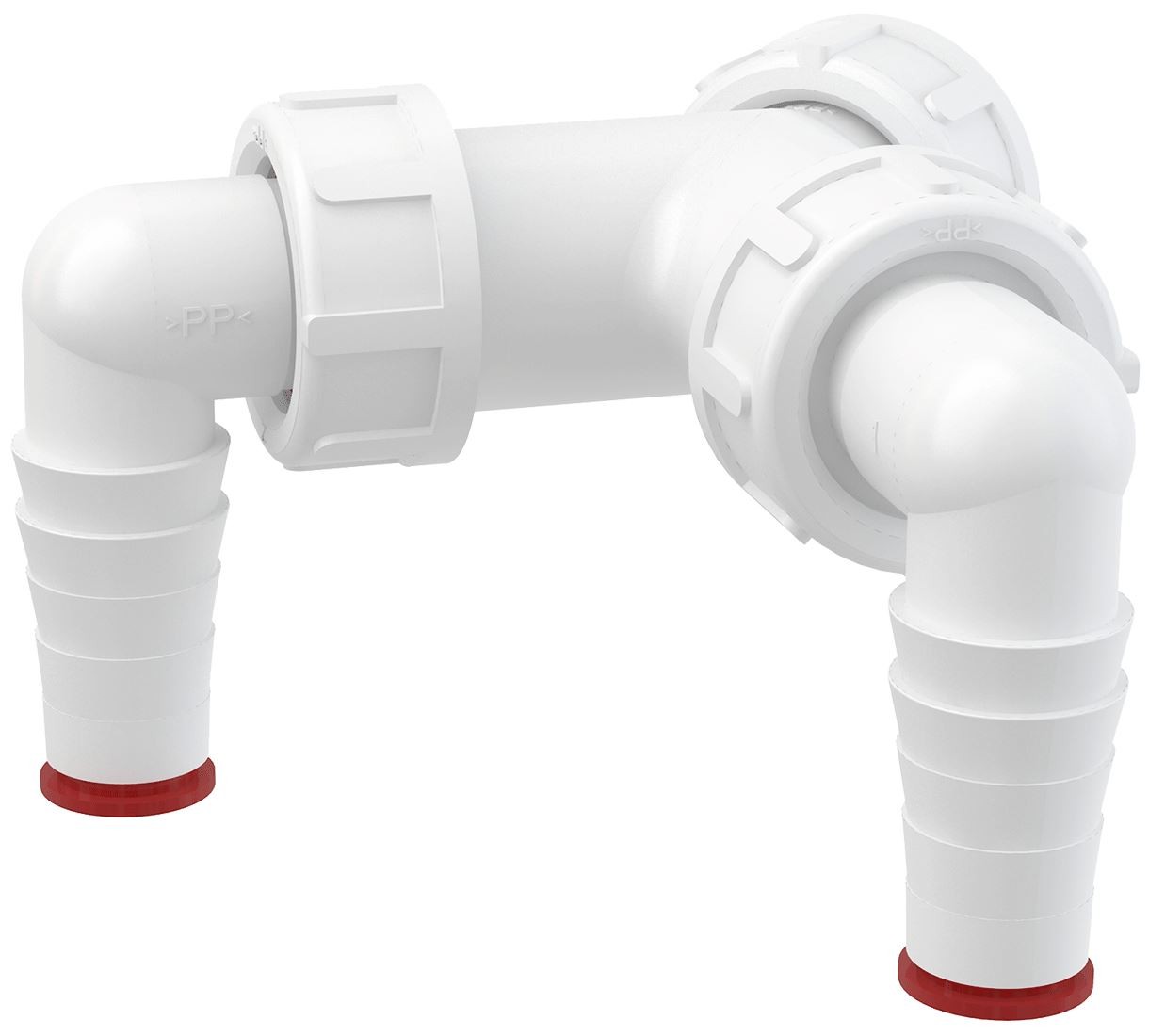 Double Dishwasher Elbow Inlets to 1"" BSP Drain Waste Trap
