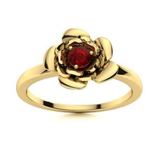 925 Silver Round Garnet Gemstone Daughter Solitaire Boho Ring Jewelry