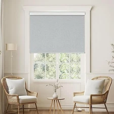 2 Pack ChrisDowa Cordless Blackout Roller Shades Grey Jacquard Thermal 37x72