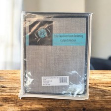 Exclusive Fabric Furnishings Solid Faux Linen Blackout Window Curtain- 50 x96