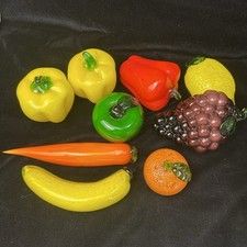 Vtg Murano Style Art Glass Hand-Blown Fruit and Vegetables 9 pc Set