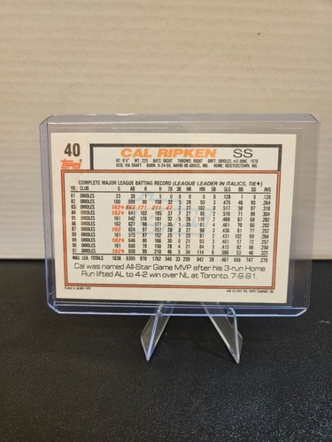 1992 Topps - Cal Ripken #40 - Foto 2 di 2