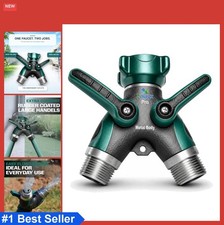 Hose Splitter 2 Way Heavy Duty All Metal Outdoor Faucet Adapter with Shut Off