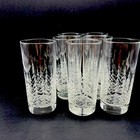 7 VTG Libbey Frosted White Pine Tree Drinking Glasses 6.25” Tumblers Highball