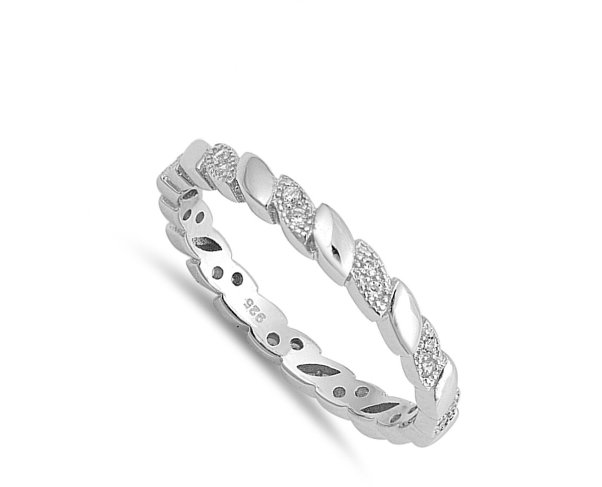 Clear CZ Unique Fashion Ring New .925 Solid Sterling Silver