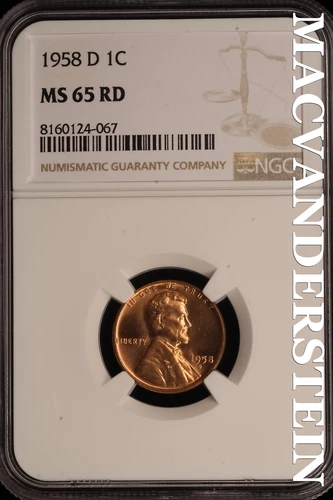 1958-D Lincoln Wheat Cent - NGC MS 65 RD - Brilliant Uncirculated  #SLE180
