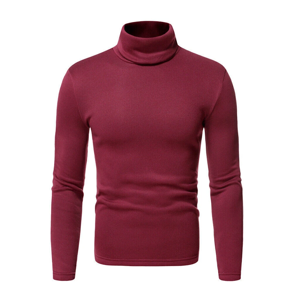 Men's turtle neck top slim fit elastic shirt long sleeved sweater-