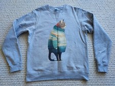 sweatshirt of cat standing wearing sweater, size M
