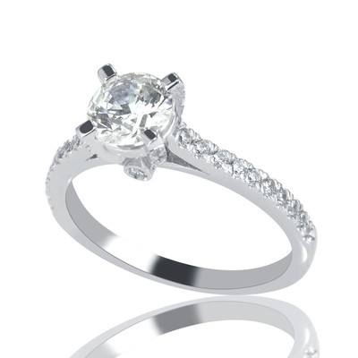 D-F/VVS Round Cut Moissanite Engagement Ring 3.65 CT 14K White Gold