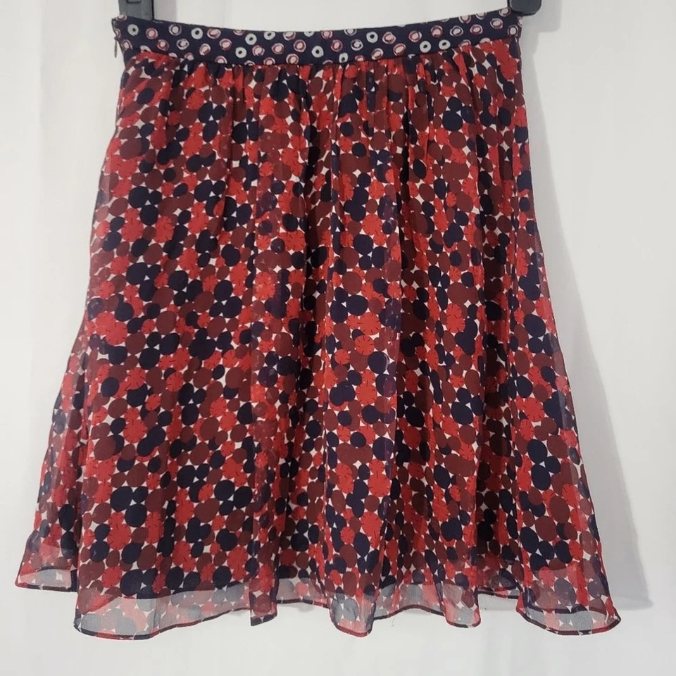 Falda DVF Diane Von Furstenburg Seda Marisa 2/26 Lunares Rojos y Azules. Fluido, bolsillos Foto 3 de 4