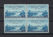 US 1948 Sc# 961 Niagara Railway Bridge US Canada Friendship block 4 MNH