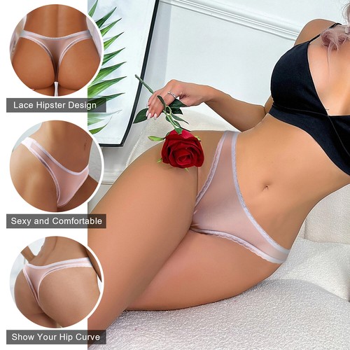 Women's Sexy Mesh Sheer Thong Ultra-thin Panties See-through Lingerie Panties - Picture 31 of 60