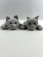 Melissa and Doug Plush Gray Laying Kitty Cat Stuffed Animal 9" Lot of 2