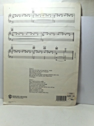Bruce Springsteen Secret Garden Original Sheet Music 1995 Warner - Picture 2 of 3