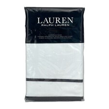 Ralph Lauren Spencer Sateen Border EURO Sham White  Dark Chocolate
