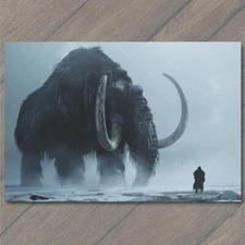 4x6"  Woolly Mammoth Elephant Snowy Weird Vibe Strange Unusual Creepy Human