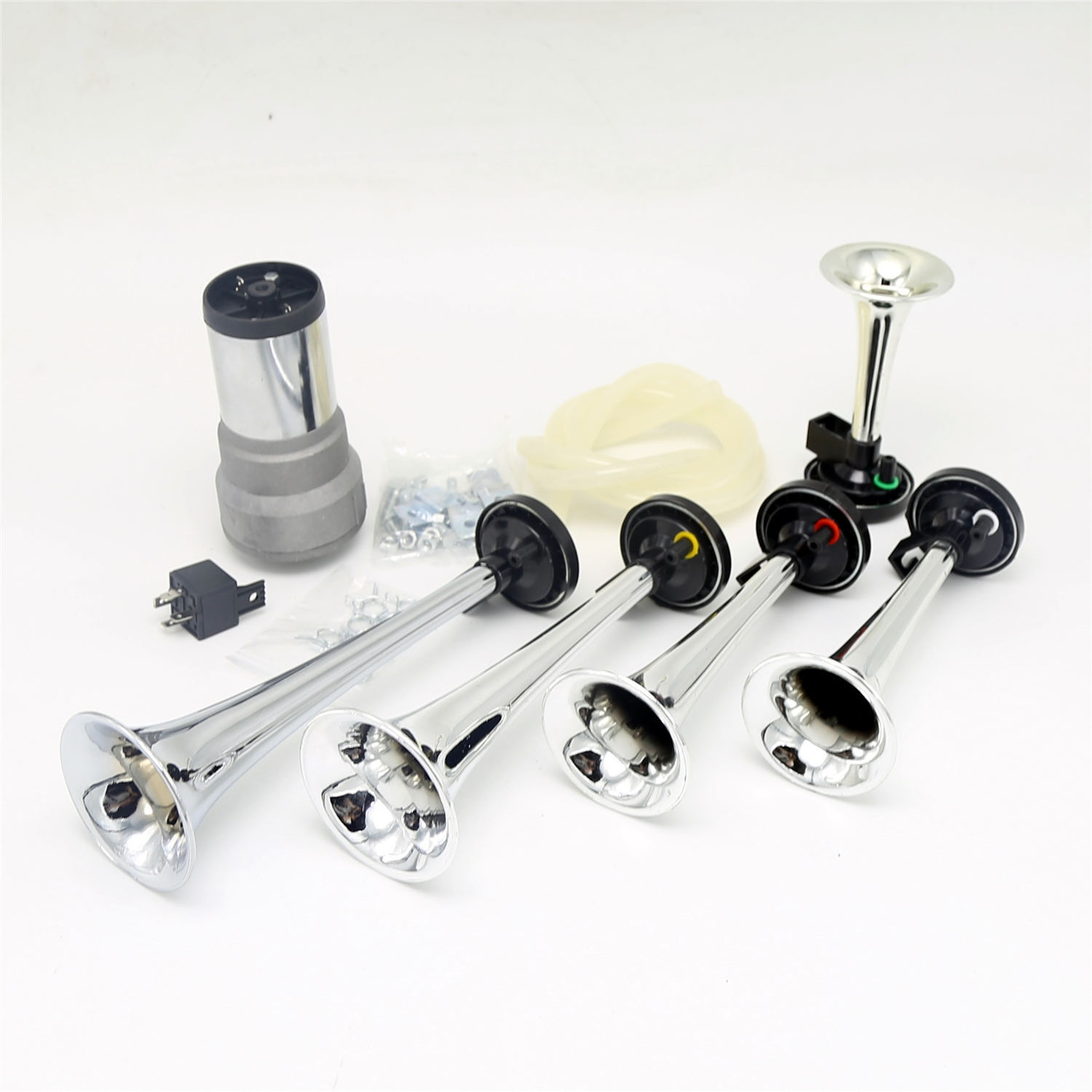 5 Trumpet Dixieland Musical Loud Air Horn Kit 12V 300db Horn for Car