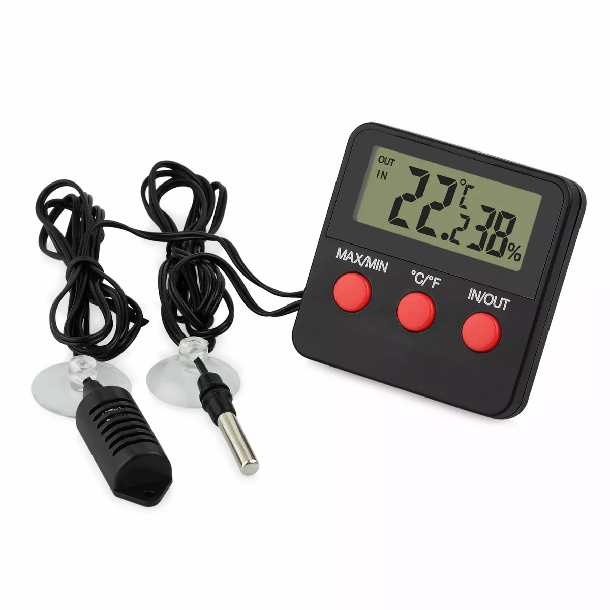 Digital Weather Station Suction Cup Indoor Outdoor Thermometer Large LCD  Window Thermometer Hydrometer