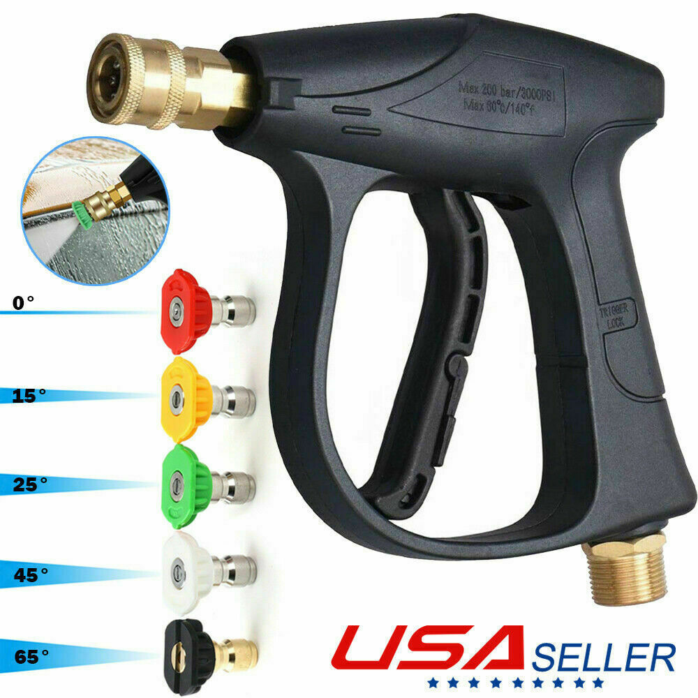1/4" High Pressure Washer Gun 4000 PSI Car Wash Foam Spray Short Wand w/ Nozzle eBay