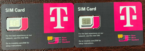 2 x carte SIM T-Mobile authentique R15 5G 4G LTE TMobile triple coupe nano Micro 3 en 1 - Photo 1/1