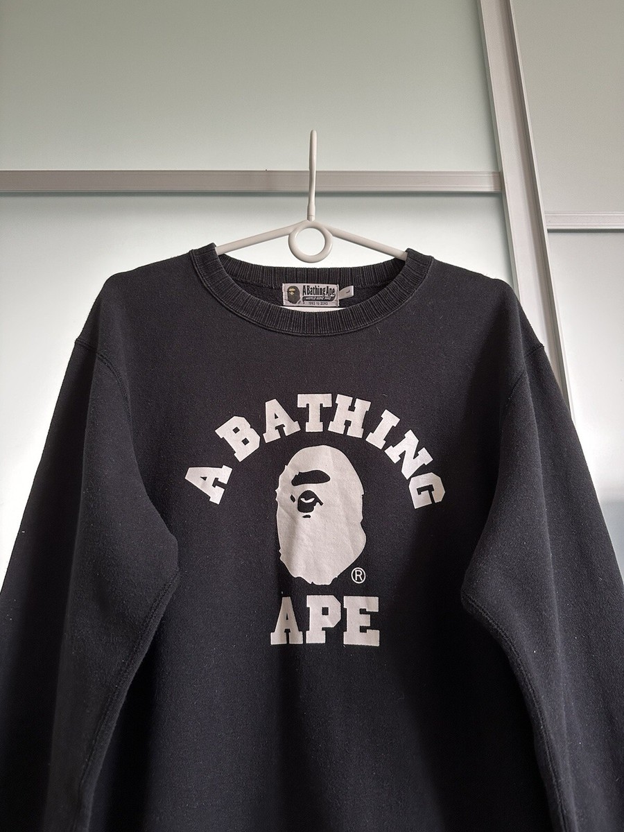 トップス A BATHING APE JAPAN COLLEGE CREWNECK A Bathing Ape Bape Color Black College Crewneck Large Men's