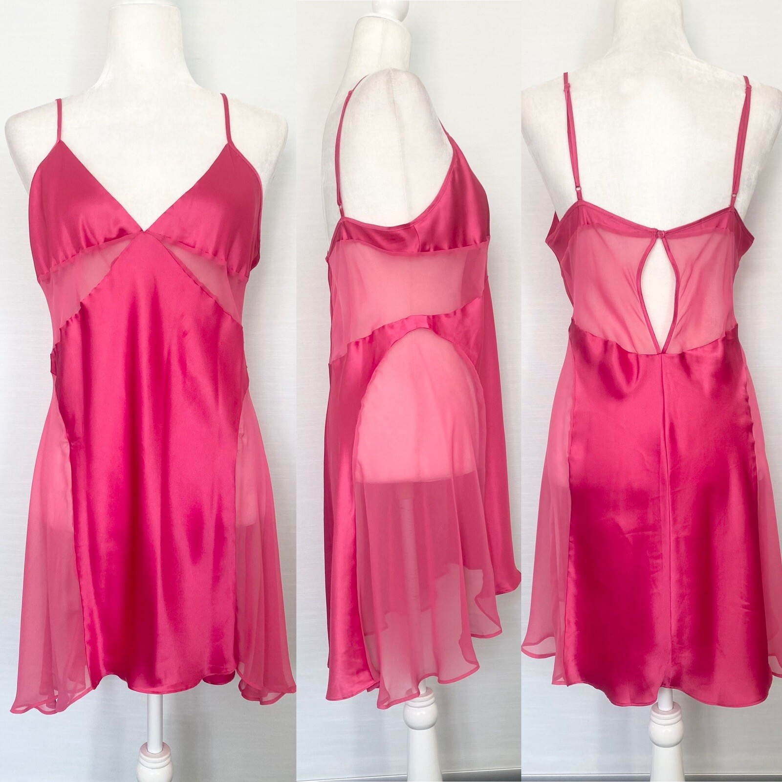 Y2K Victoria’s Secret Silky Satin Pink Sheer Chemise … Gem