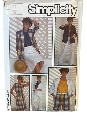 Simplicity Sewing Pattern 6885 Jacket Top Pants Shorts Skirt Misses Size 14