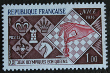 Timbre - FRANCE - Jeux Olympiques échiquéens - Nice - 1974 - Neuf ** - YT1800