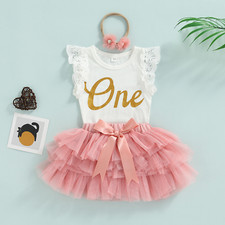 1st Birthday Outfit Baby Girls Polka dot Tutu Dress Skirt Cake Smash Photoshoot
