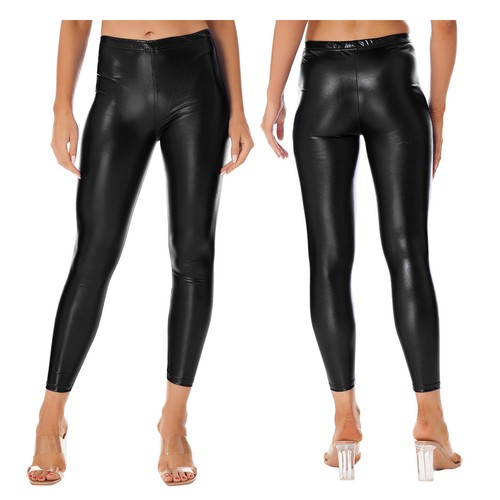 Damen Kunstleder High Waist Leggings Skinny PU Leder Hose Strumpfhosen Clubwear - Picture 12 of 55
