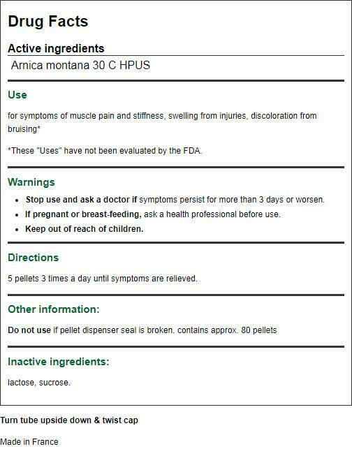 Boiron Arnica Montana 30C 80 Count Homeopathic Medicine for Pain