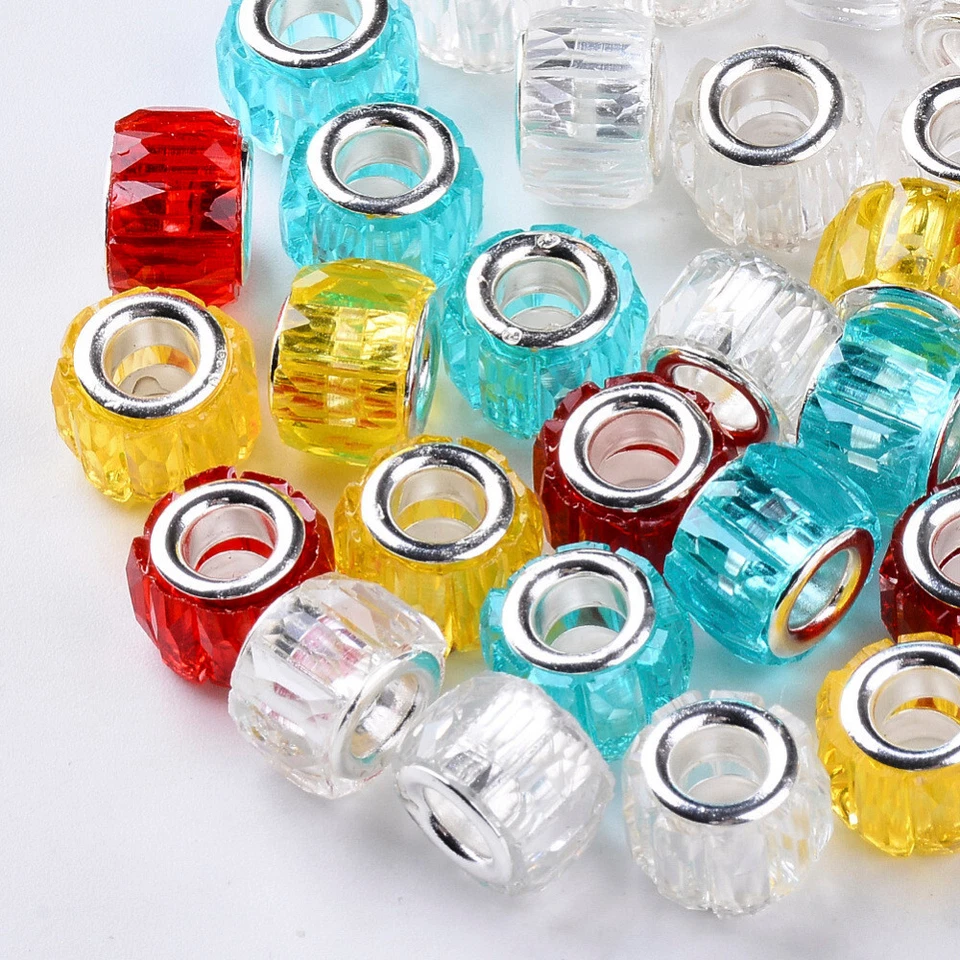 100pcs Mixed Resin European Charm Beads - Metal Core 11.5mm x 8mm , Bulk Job Lot - Image 3 of 3