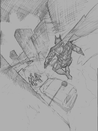 batman original art   draft , hand made by jefter