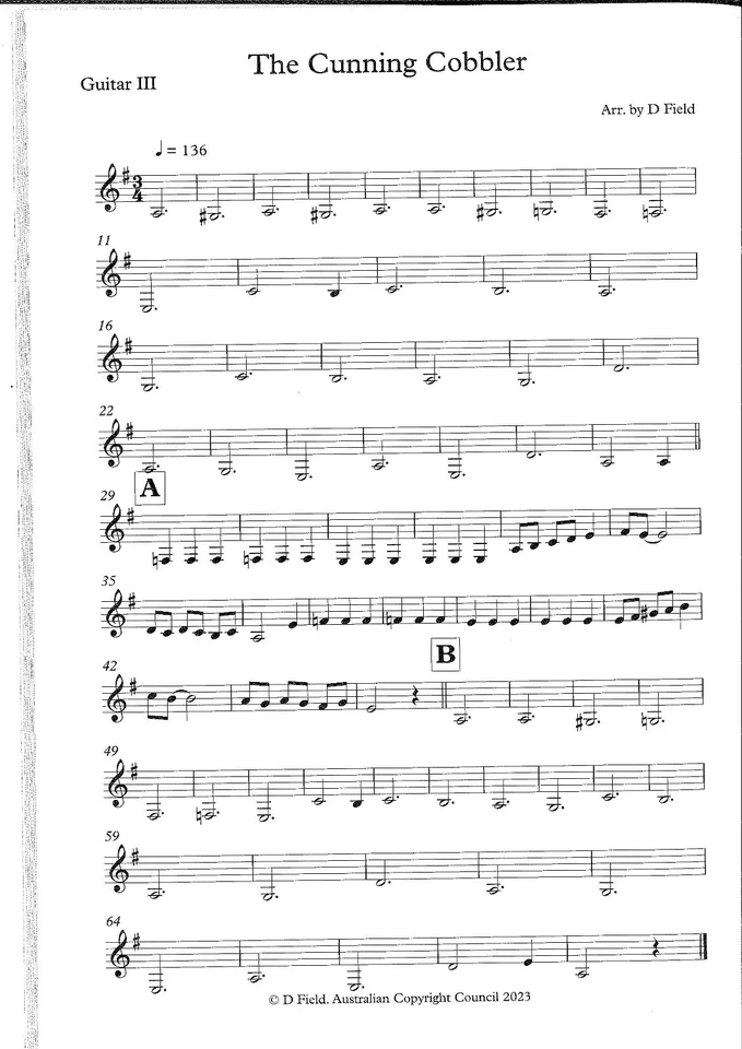 Guitar Ensemble - 5 English Folk Songs - Score & Parts - Daniel Field - Image 4 of 4