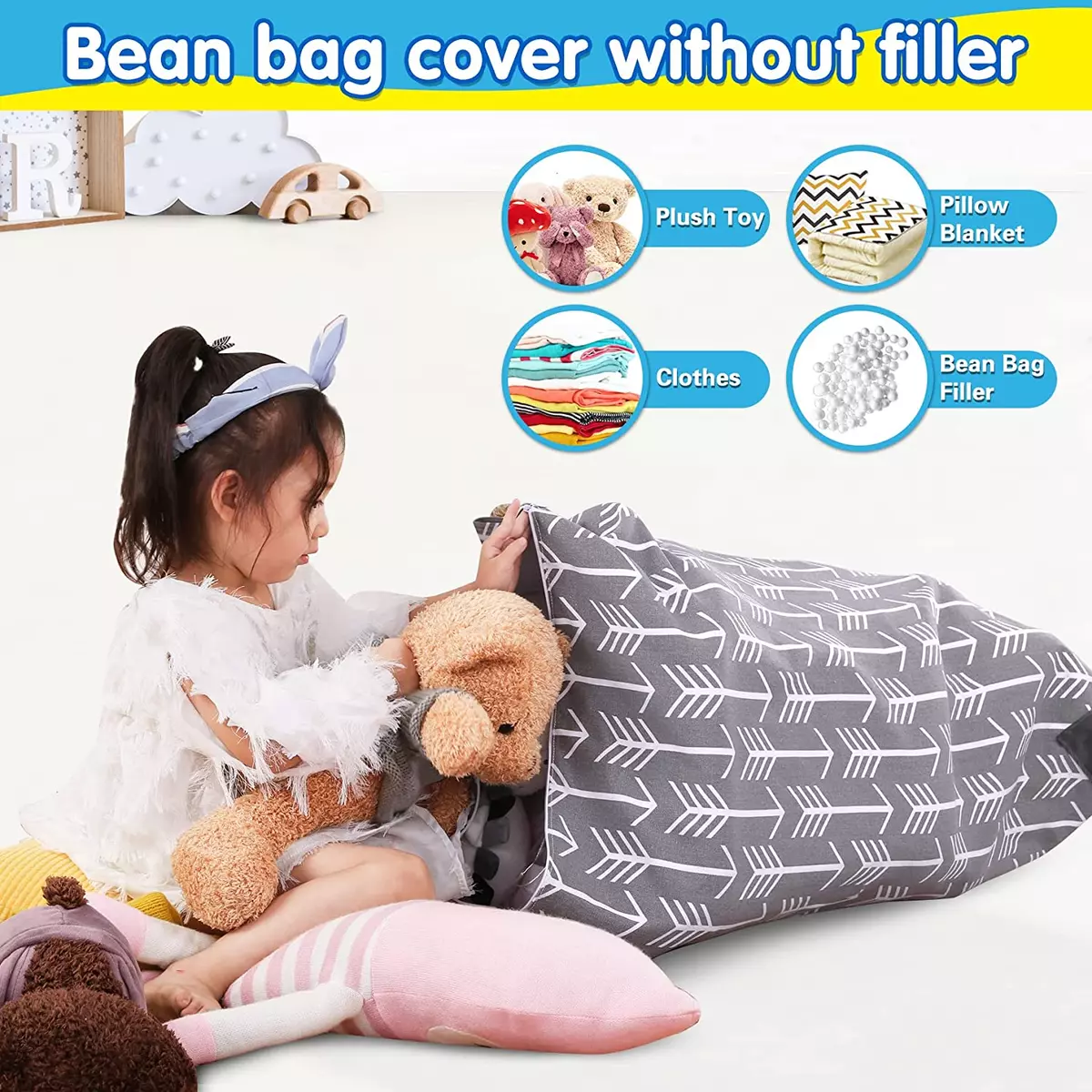 Empty bean bag chair for stuffed animals cheap