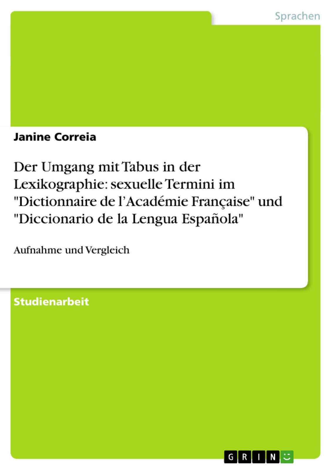 Thumbnail - Der Umgang Mit Tabus In Der Lexikographie: Sexuelle Termini