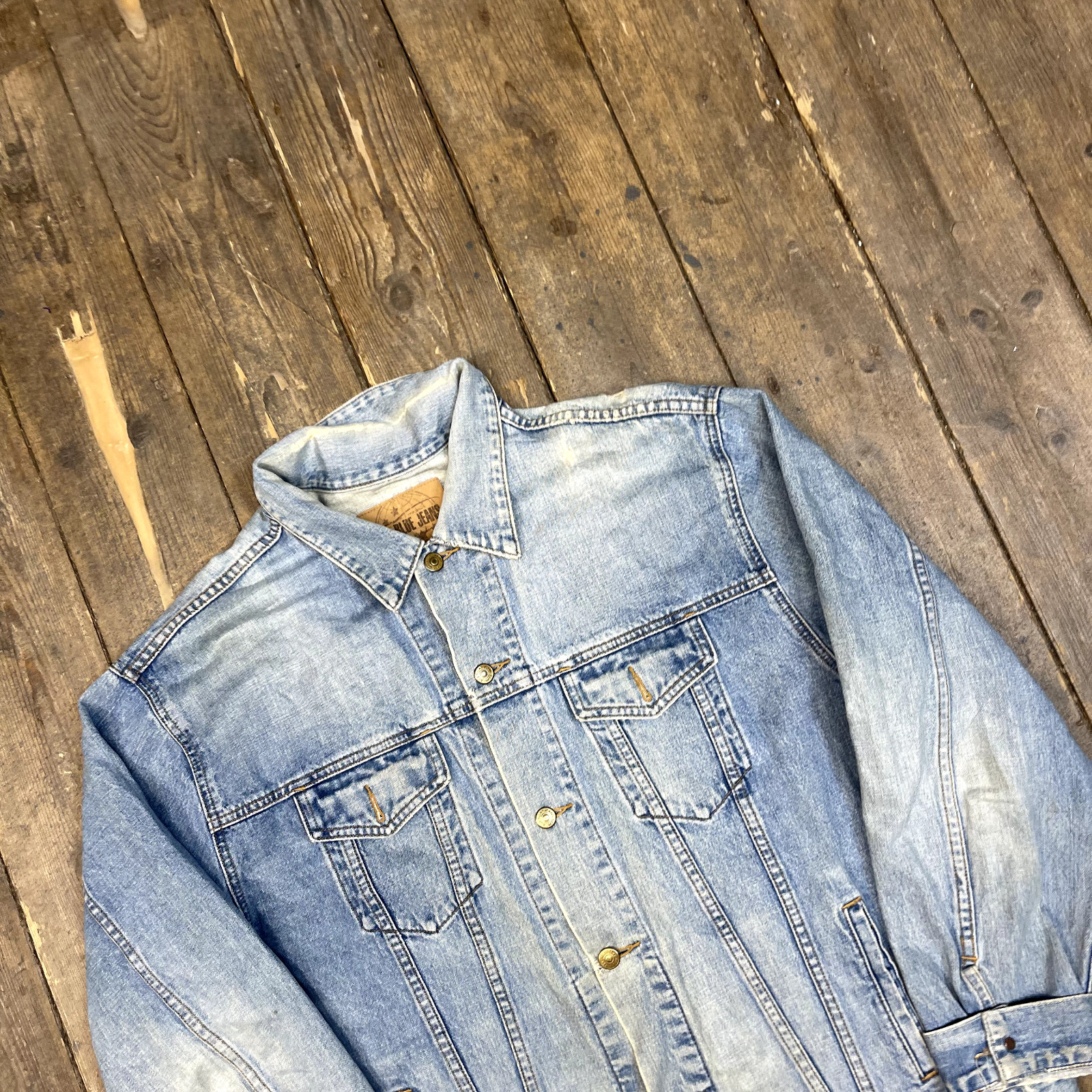 Gap Denim Jacket Mens Vintage Y2K Blue Jeans Trucker Coat, Blue, XL image 3