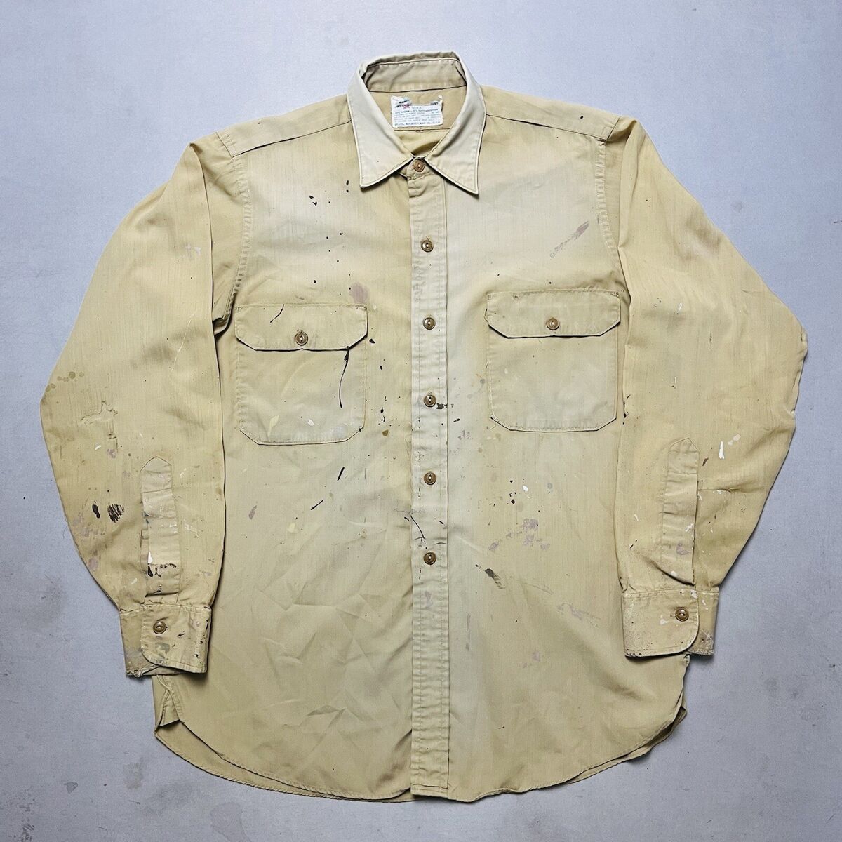 Vintage 50s Hercules Sears Button Up Work Shirt Paint Vintage 50s Hercules Sears Button Up Work Shirt Paint