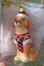 Delicate GOLDEN RETRIEVER II Glass Dog Breed Xmas Ornament RETIRED