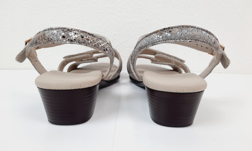 SAS Savanna Gray & Gold Snake Print Strappy Heel Sandals, US Women's Size 7.5 M - Picture 3 of 8